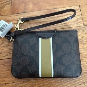 Coach Brown and Gold Wristlet